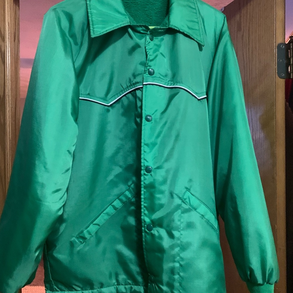 Vintage no brand green vinyl coat